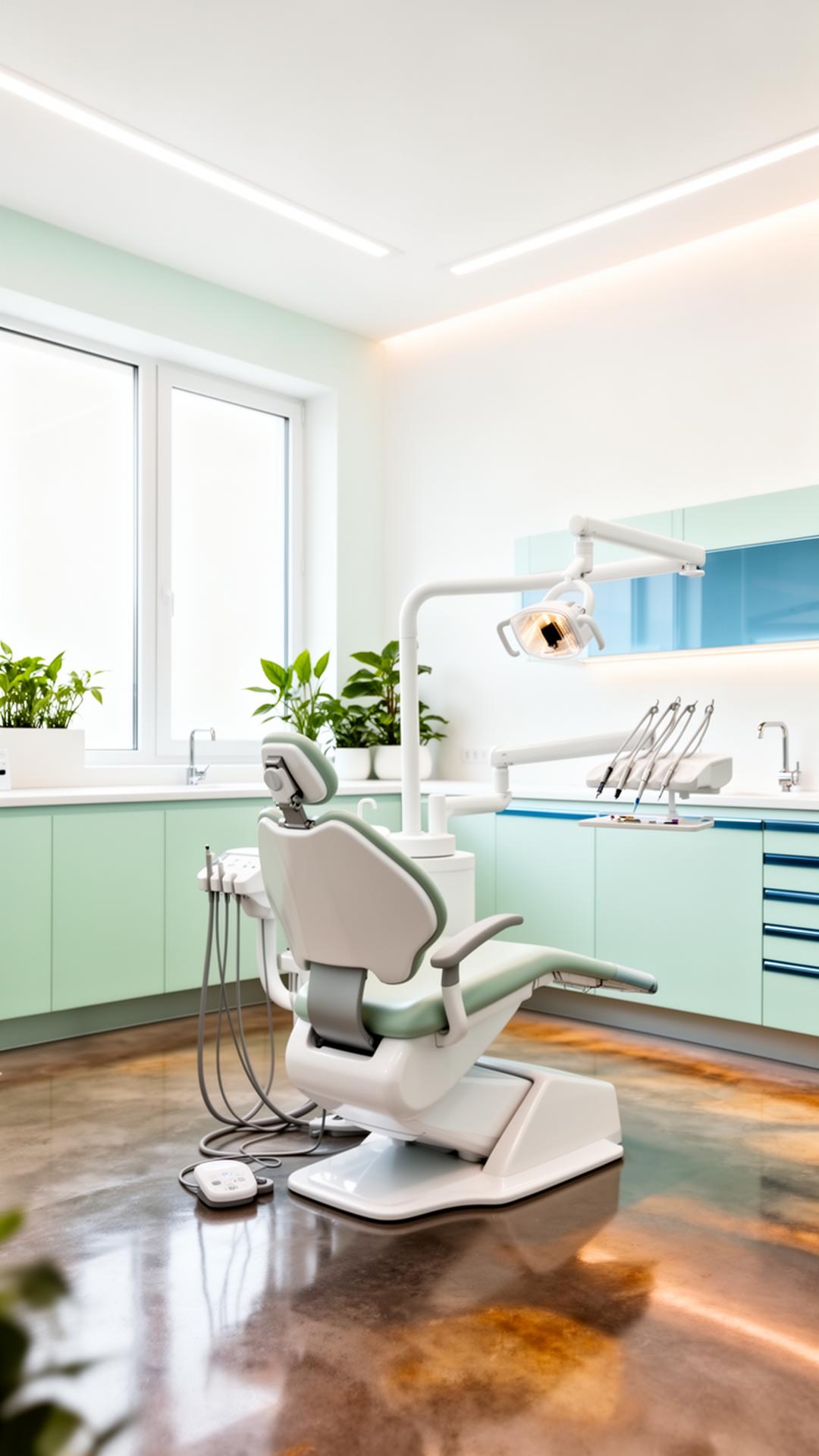 Modern dental surgery with premium chair and imaging equipment